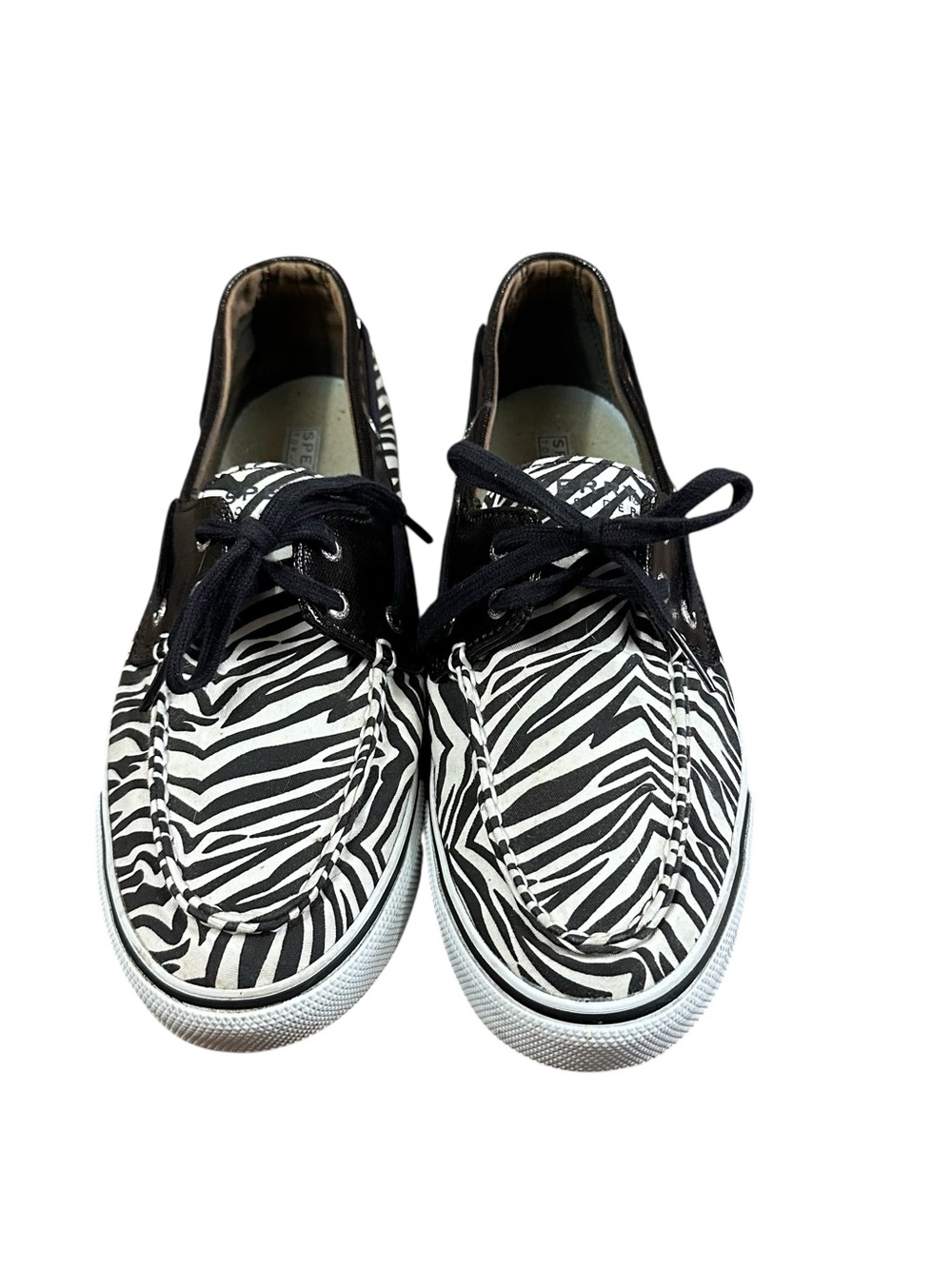 Sperry Top-Sider Zebra Print Boat Shoes Women’s 9.5M Black White